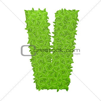 Uppecase letter V consisting of green leaves