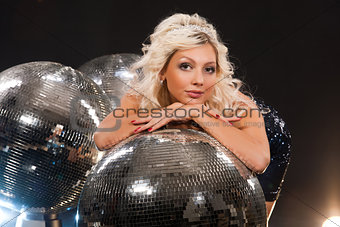 Young Woman And Disco Ball