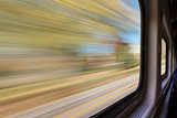 blurred abstract landscape from train