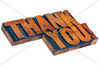 thank you in letterpess wood type