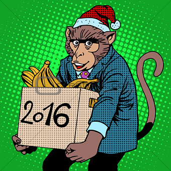 Monkey Santa Claus symbol new year 2016