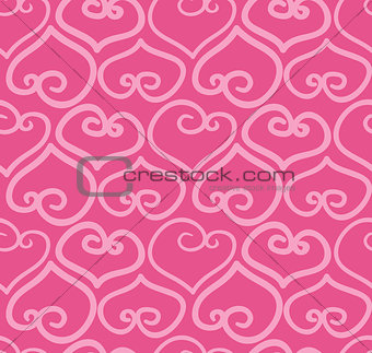 Seamless hand-drawn doodle heart background
