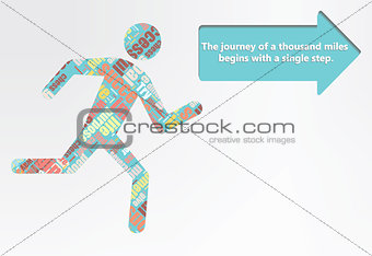 Colorful figure of a man running