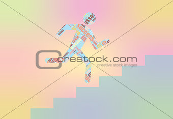 Man on Stairs going up. Flat web icon or sign isolated on grey background. Collection modern trend concept design style vector illustration symbol