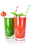 Fresh vegetable smoothie. Tomato and cucumber