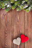 Christmas tree branch with heart toys