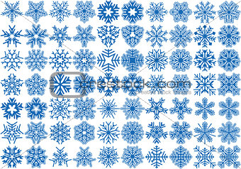 Set of 70 vector snowflakes