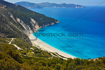 Panoramic View of beautiful Myrtos beach, Kefalonia