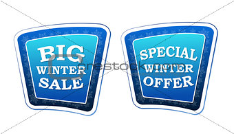 big winter sale and special winter offer on retro blue banners w