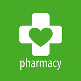 vector logo heart and cross for pharmacy
