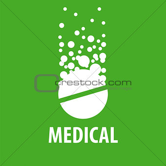 vector logo tablet with bubbles for pharmacy