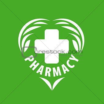 vector logo cross and leaves in the heart