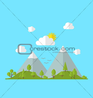 Landscape woods valley hill forest land scene view background
