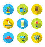 Flat modern set icons of traveling, planning summer vacation