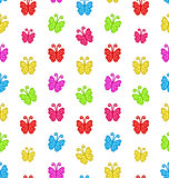 Seamless Pattern with Multicolored Hand Drawn Butterflies