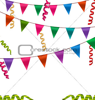 Colorful Buntings Flags Garlands and Serpentine