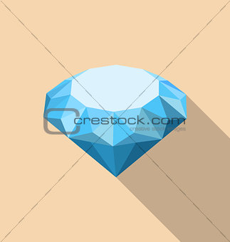 Flat Icon of Diamond with Long Shadow