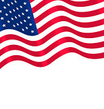 Flags USA Waving Wind and Ribbon