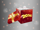 Gift box 2016 over glowing background