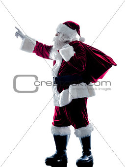 santa claus showing pointing silhouette isolated
