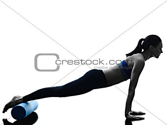 woman pilates roller exercises fitness isolated