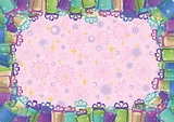 Holiday background, frame of gift boxes