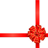 Red gift bow with ribbons. Vector.