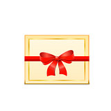 Blank Gift Card and red bow. Vector