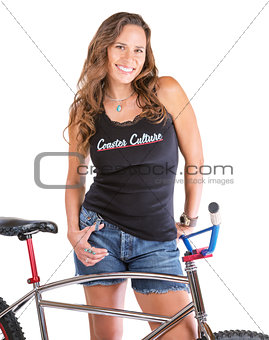 Cute Woman with Bike