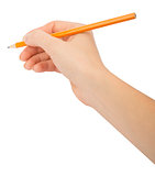 Humans hand holding pencil