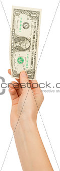Humans hand holding dollar