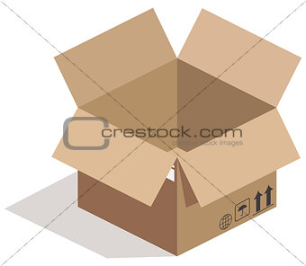 Open carton box on white
