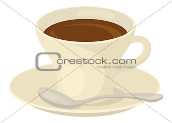 Cup of coffee, saucer and spoon