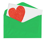 Love note in green envelope 