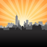 New York cityscape on Sunburst Pattern