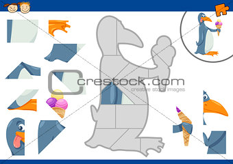 cartoon penguin jigsaw puzzle task