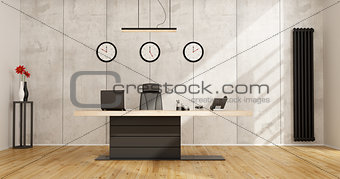 Minimalist office with modern desk 