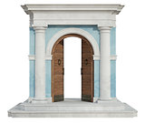 Classic portal with open door
