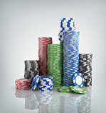 Stacks of poker chips.
