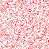 Abstract decorative ornamental seamless pattern. Vector illustration. Cute handdrawn background with hearts.