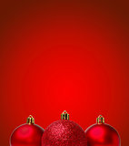 Red Christmas Balls on Red Background. New Year Greating Card