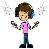 Cartoon man in headphones