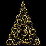 Christmas card. Xmas tree.