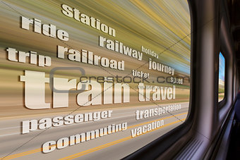 train travel word cloud