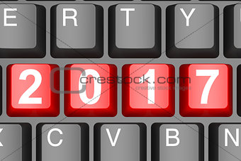 Year 2017 button on modern computer keyboard