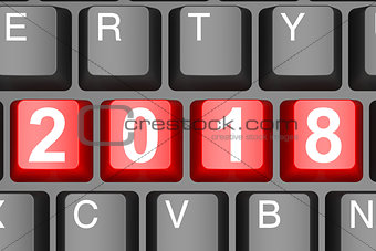 Year 2018 button on modern computer keyboard