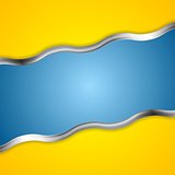 Yellow blue contrast background with metal waves