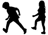 two running children on white background vector
