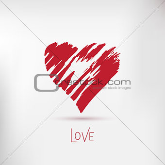 Handdrawn painted heart, vector element for your design. Heart icon