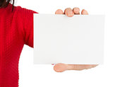 Woman showing blank card